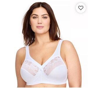 Glamorise Women's MagicLift white lacy wireless 56DD Bra